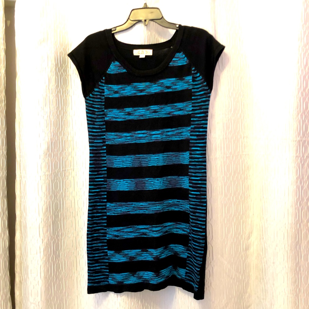 Pink Rose Short sleeved sweater dress black&blue L